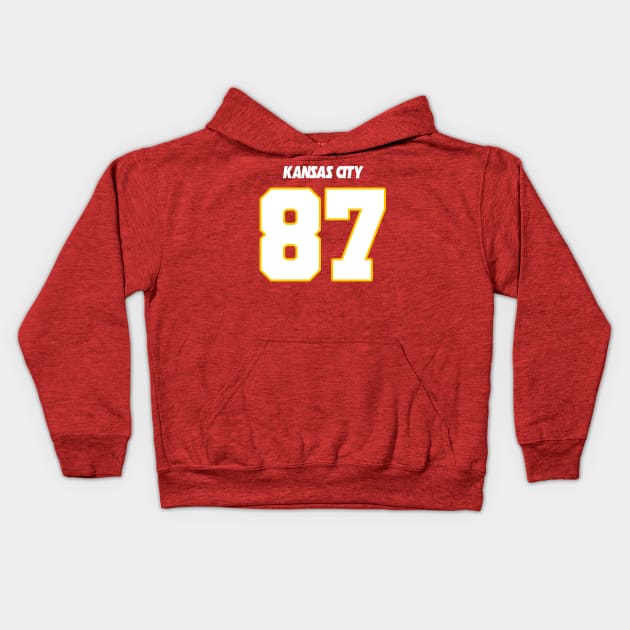 Travis Kelce Jersey (Front/Back Print) Kids Hoodie by darklordpug